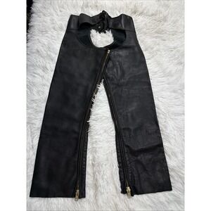 Men's Vintage Motorcycle Leather Chaps 36 36x30 Adjustable Custom Made Black